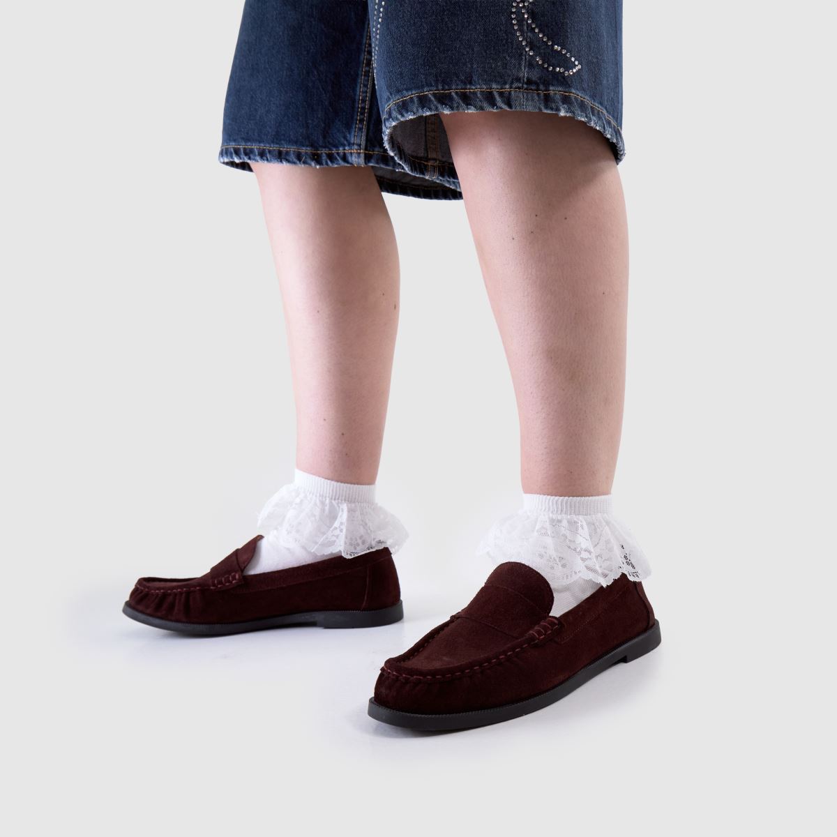 schuh Libbie Suede Loafer in Burgundy schuh Libbie Suede Loafer 8