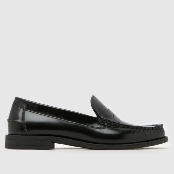 schuh Black Liverpool Penny Leather Loafer Womens Flats