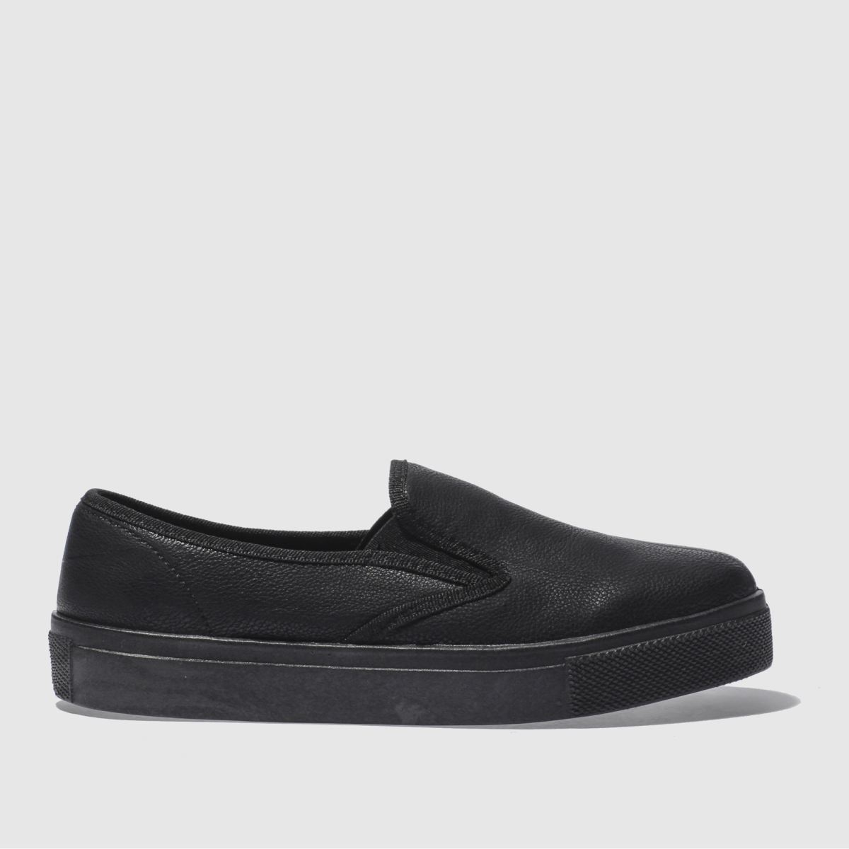 womens black schuh awesome slip on mono flat shoes | schuh