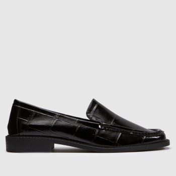 schuh Black Lipstick Croc Loafer Womens Flats