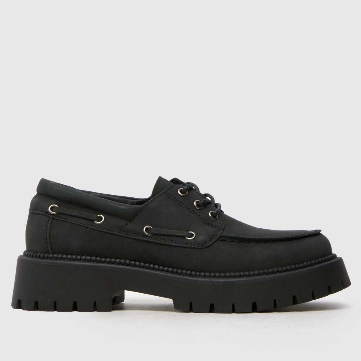schuh Lowen Chunky Boat Flats in Black