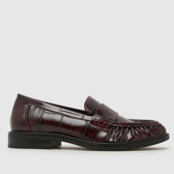 schuh Burgundy Lotion Ruched Loafer Womens Flats
