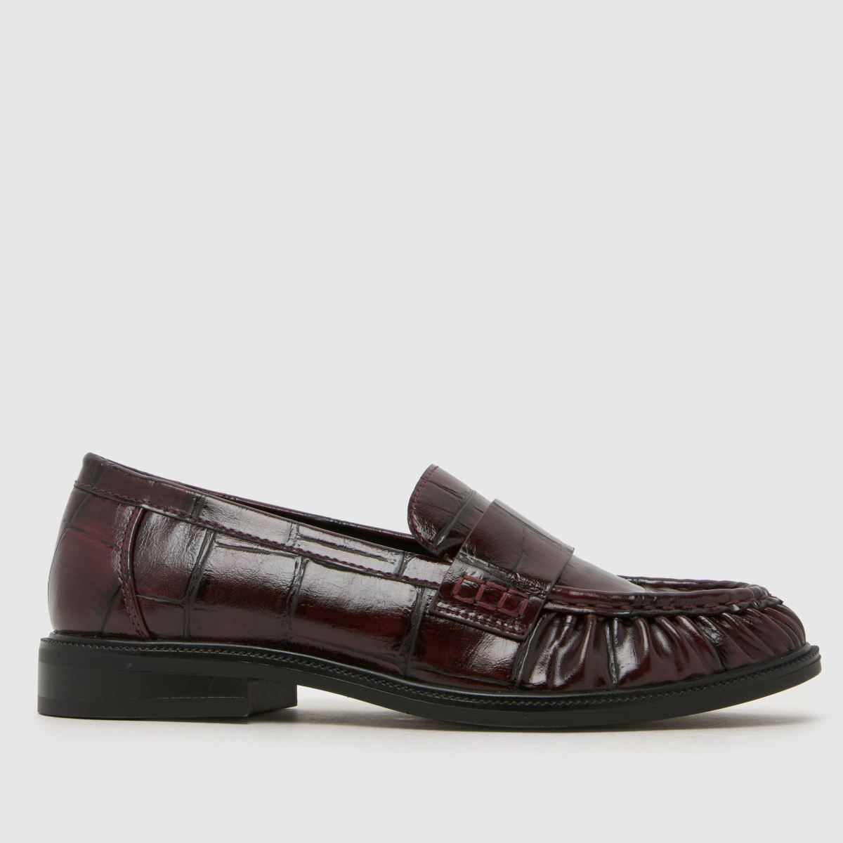 schuh Lotion Ruched Loafer in Burgundy schuh Lotion Ruched Loafer