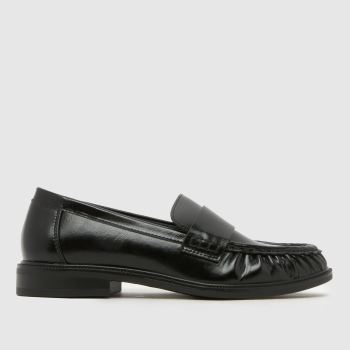 schuh Black Lotion Ruched Loafer Womens Flats