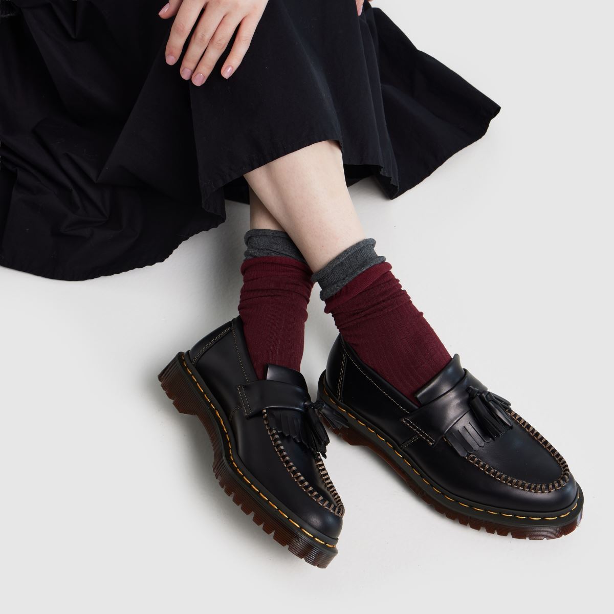 Womens Black Dr Martens Adrian Ben Tassel Loafer Flat Shoes | schuh