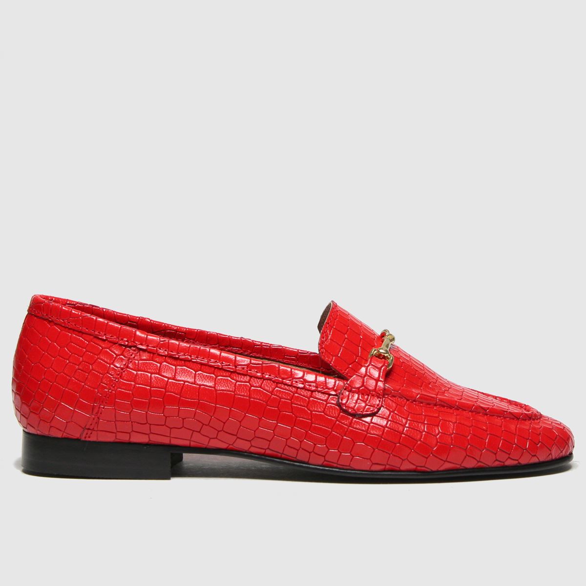 Image of Schuh Red Lilly Croc Leather Flat Shoes