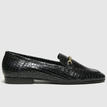 schuh black lilly croc leather flat shoes schuh black lilly croc leather flat shoes