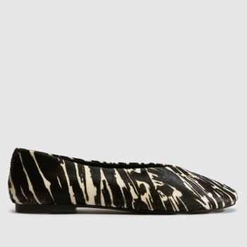 schuh Black & White Lisbon Cow Har Ballet Womens Flats