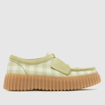 Clarks White & Green Torhill Bee Womens Flats