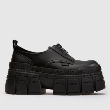 Buffalo London Black Gospher Zip Lo Womens Flats