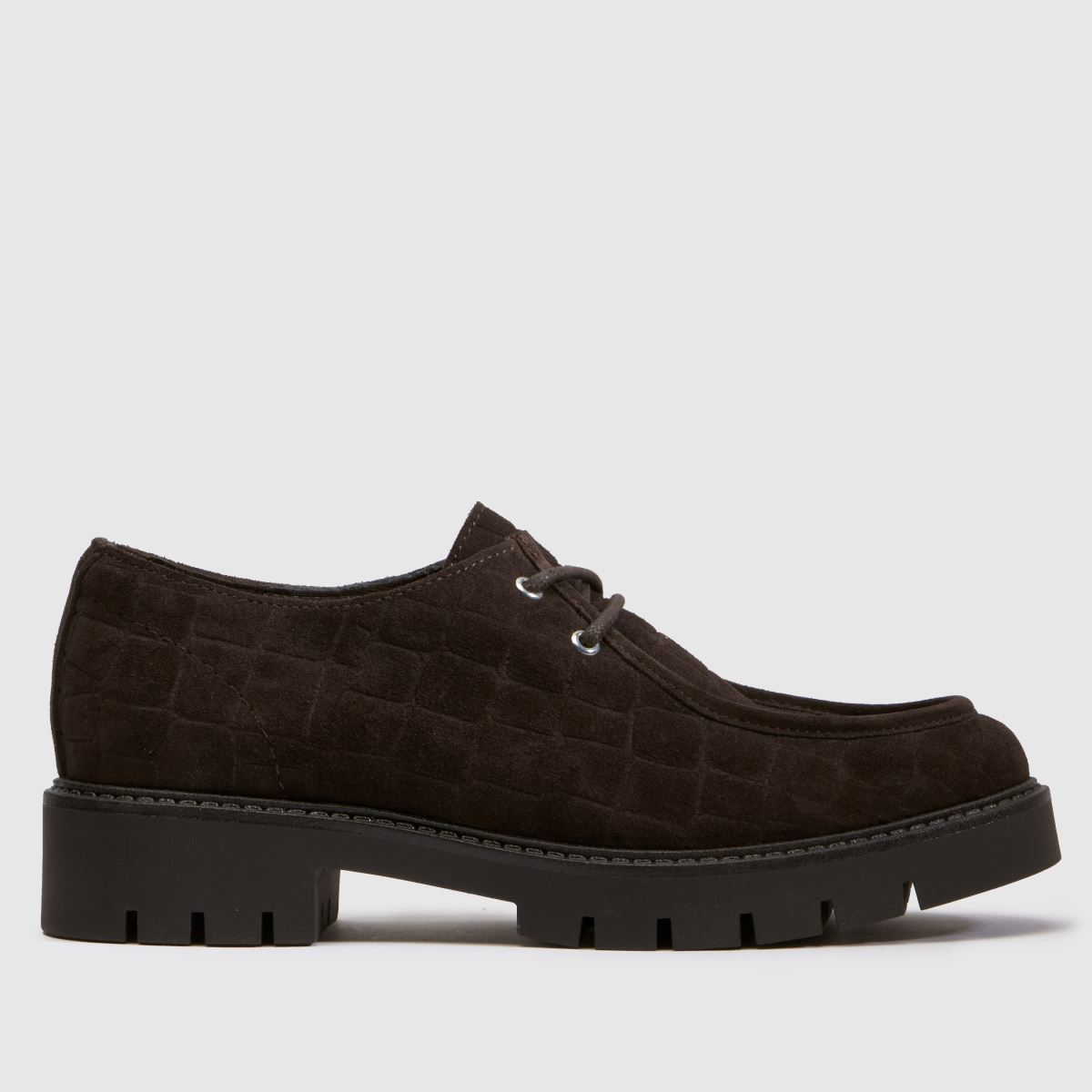 schuh Laxi Croc Suede Lace Up in Brown schuh Laxi Croc Suede Lace Up
