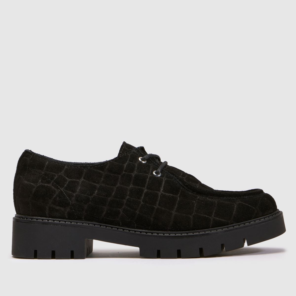 schuh Laxi Croc Suede Lace Up in Black schuh Laxi Croc Suede Lace Up