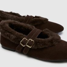 schuh Leni Suede Shearling Ballet in Brown schuh Leni Suede Shearling Ballet,3 of 4