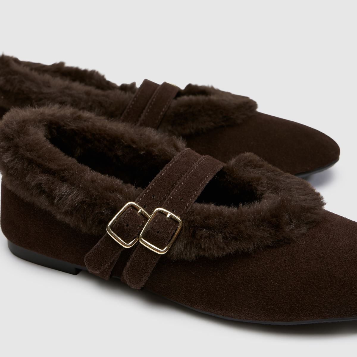schuh Leni Suede Shearling Ballet in Brown schuh Leni Suede Shearling Ballet 4