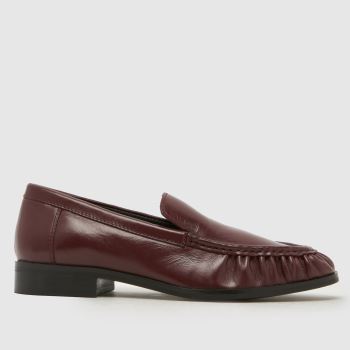 schuh Red Lapis Leather Ruched Loafer Womens Flats
