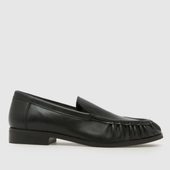 schuh Black Lapis Leather Ruched Loafer Womens Flats