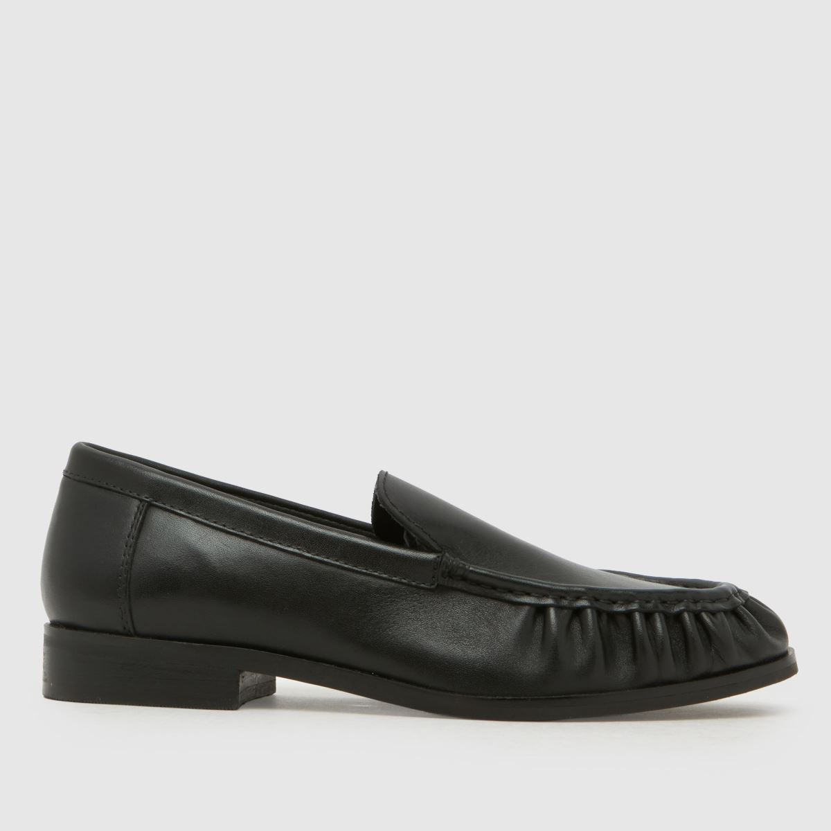 schuh Lapis Leather Ruched Loafer in Black schuh Lapis Leather Ruched Loafer