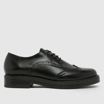 schuh Black Lime Brogue Womens Flats