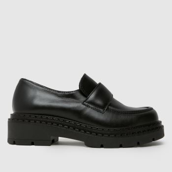 schuh Black Lawson Chunky Leather Loafer Womens Flats