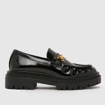 schuh Black Lark Chunky Ruched Loafer Womens Flats