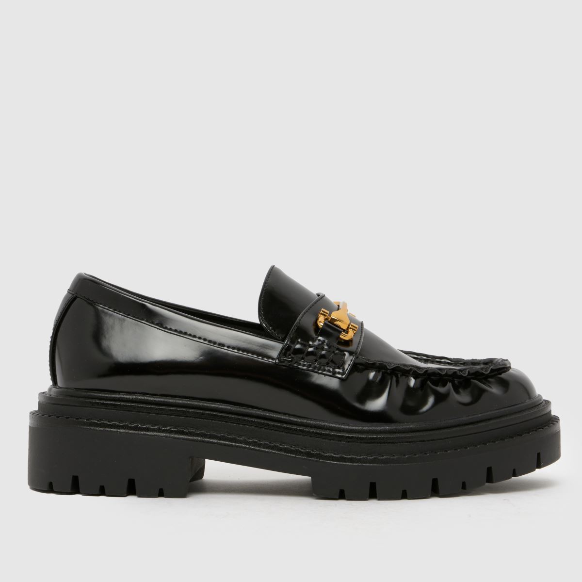 Click to view product details and reviews for Schuh Lark Chunky Ruched Loafer Flats In Black.