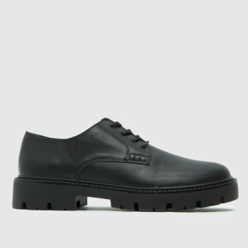 schuh Black Loyce Leather Lace Up Womens Flats