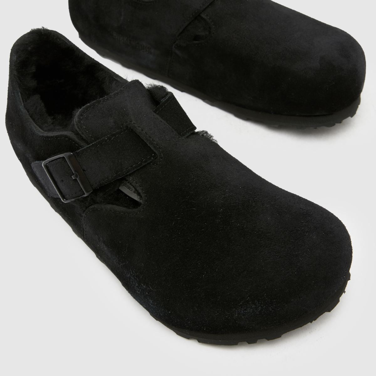 Womens Black BIRKENSTOCK London Shearling Flat Shoes | schuh