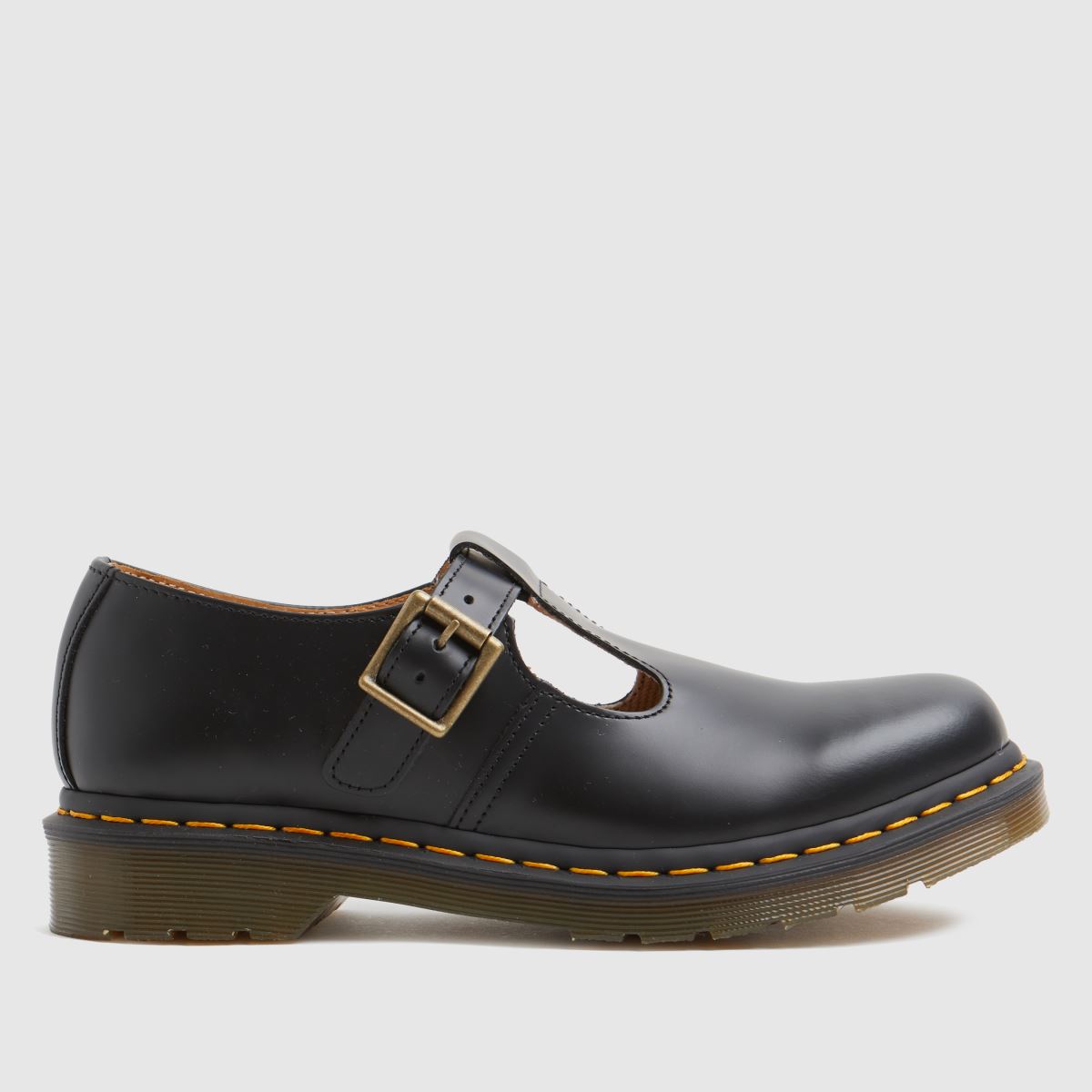 Dr Martens Polley T-Bar Shoe Smooth, Black, Size 4, Women
