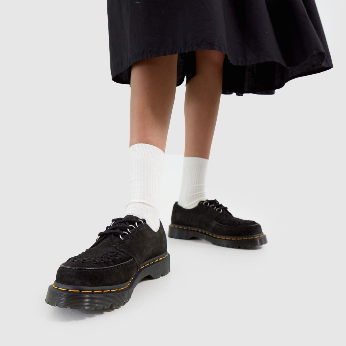 Womens Black Dr Martens Ramsey Creeper Flat Shoes | schuh