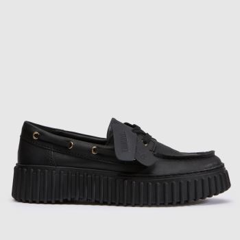 Clarks Black Torhill Boat Womens Flats