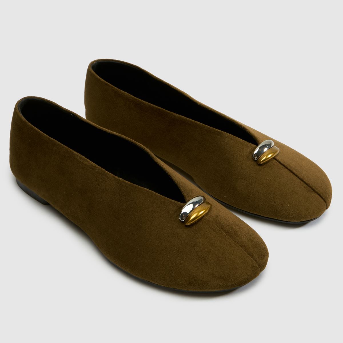 schuh Latte Round Toe Ballet in Dark Green schuh Latte Round Toe Ballet