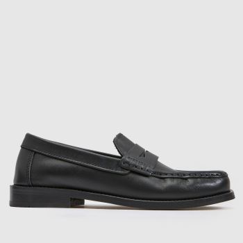 schuh Black Lilliet Leather Loafer Womens Flats