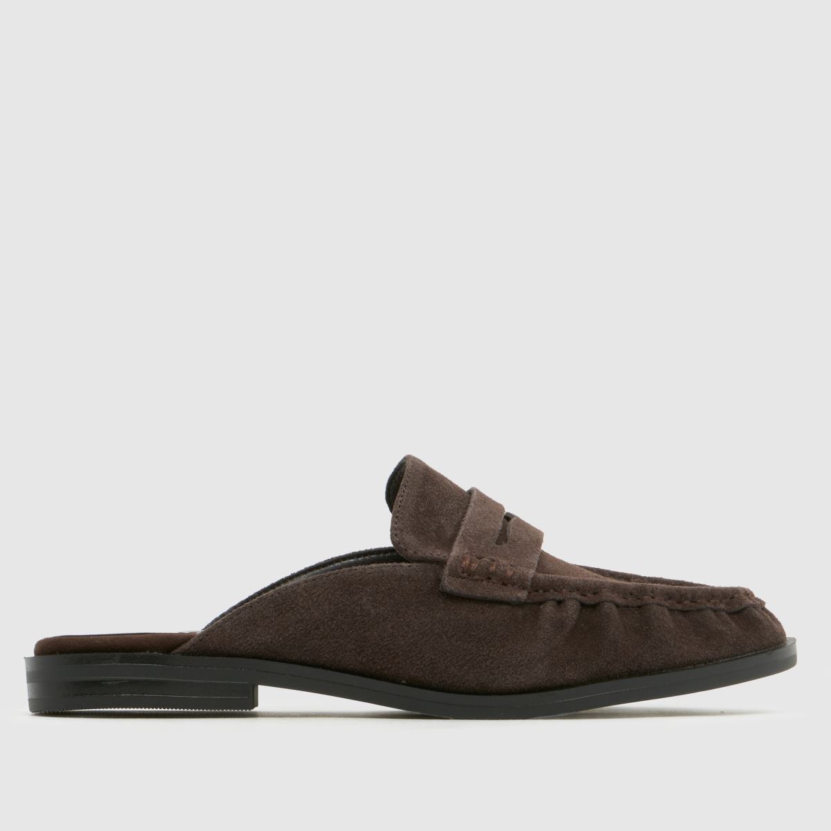 schuh Leeds Suede Backless Loafer Flats in Brown