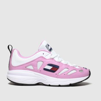 tommy hilfiger white & pink tj retro sneaker trainers tommy hilfiger white & pink tj retro sneaker trainers