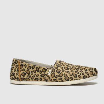 toms beige & brown alpargata 3.0 leopard flat shoes toms beige & brown alpargata 3.0 leopard flat shoes