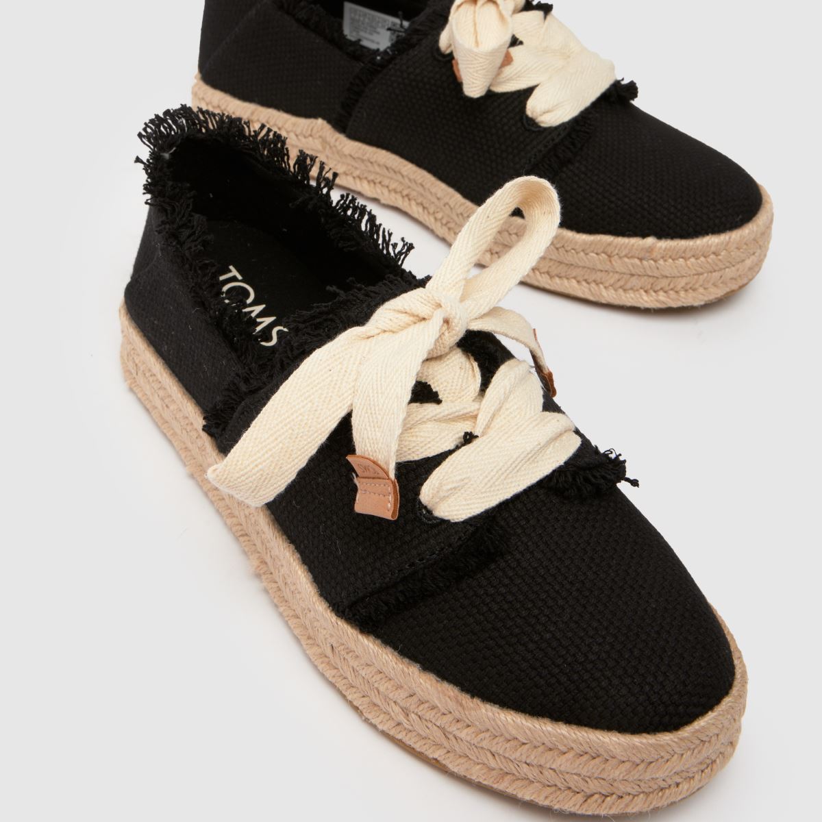 Womens Black TOMS Carolina Lace Up Flat Shoes schuh