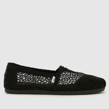 TOMS Schwarz Alpargata Classic Crochet Damen Flats