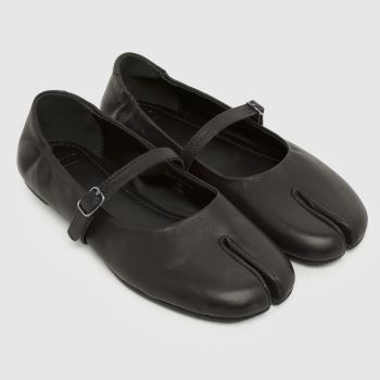 schuh Black Lusia Leather Split Toe Ballet Womens Flats
