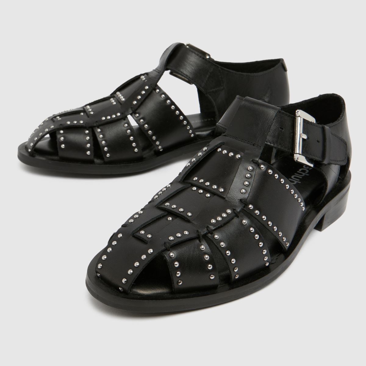 schuh Leonie Leather Stud T-Bar in Black schuh Leonie Leather Stud T-Bar 7