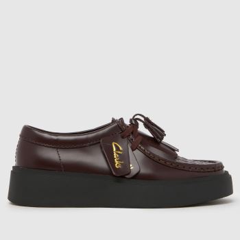 Clarks Burgundy Torview Embossed Womens Flats