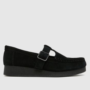 Clarks Black Wallabee Evo T-Bar Womens Flats