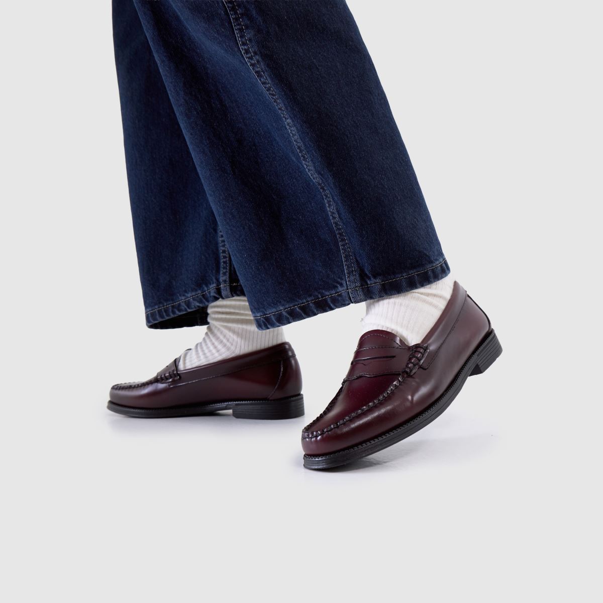 Womens Burgundy BASS Weejuns Penny Loafer Flat Shoes schuh