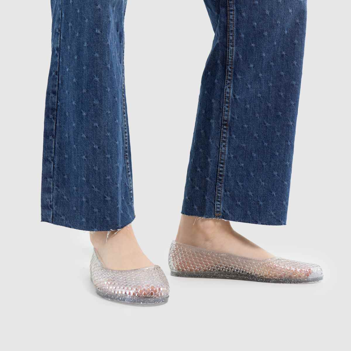 Womens Clear JUJU JELLIES Billie Ballerina Flat Shoes schuh