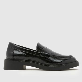 schuh Black Leicester Croc Chunky Loafer Womens Flats