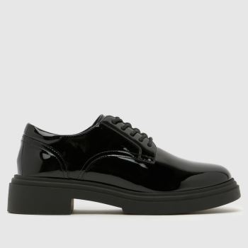 schuh Black Wide Fit Limon Lace Up Womens Flats