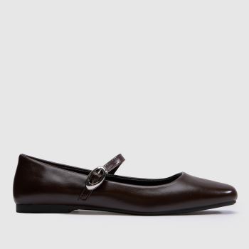 schuh Brown Lucille Mary Jane Ballerina Womens Flats