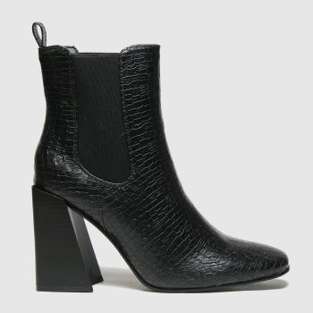 schuh black bonnie lizard look square toe boots schuh black bonnie lizard look square toe boots
