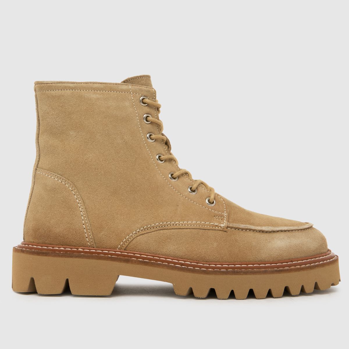 Click to view product details and reviews for Schuh Corrine Suede Moc Toe Boots In Taupe.