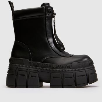 Buffalo London Black Gospher Zip Womens Boots