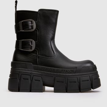 Buffalo London Black Gospher Biker Womens Boots